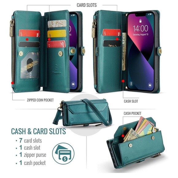Crossbody Wallet Case Compatible with RFID Blocking 7-Card iPhone 13 Great Gift - Picture 2 of 15